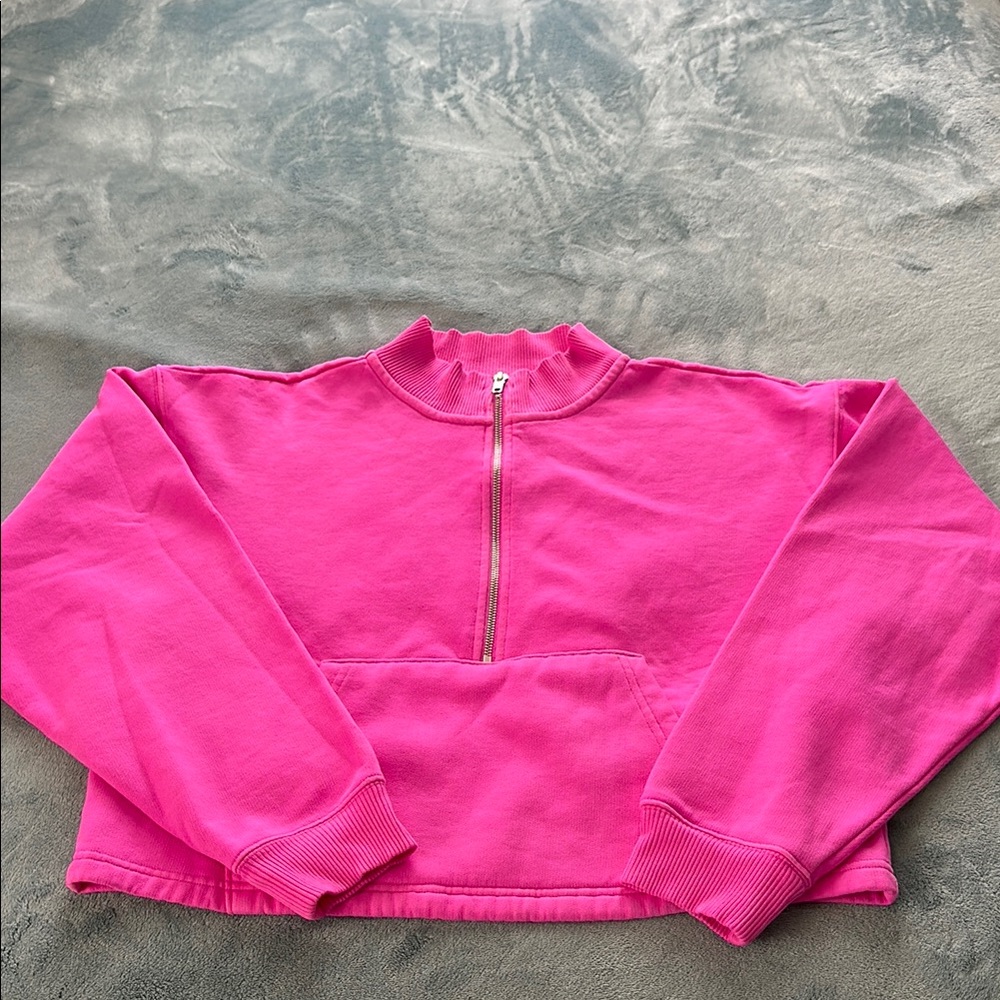 PINK Victoria's Secret Hot Pink Half-Zip Women's Collar Sweater